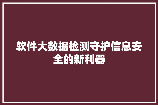 软件大数据检测守护信息安全的新利器