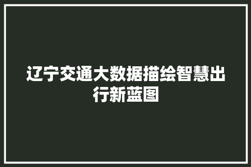 辽宁交通大数据描绘智慧出行新蓝图