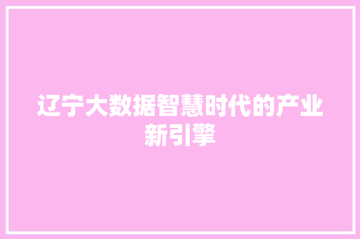 辽宁大数据智慧时代的产业新引擎