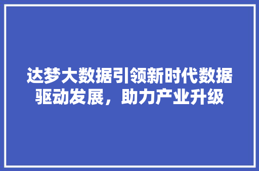 达梦大数据引领新时代数据驱动发展，助力产业升级