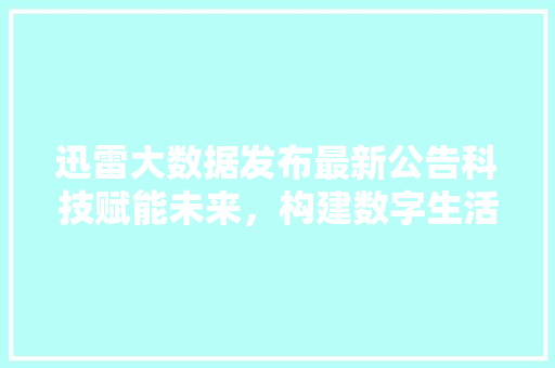 迅雷大数据发布最新公告科技赋能未来，构建数字生活新格局