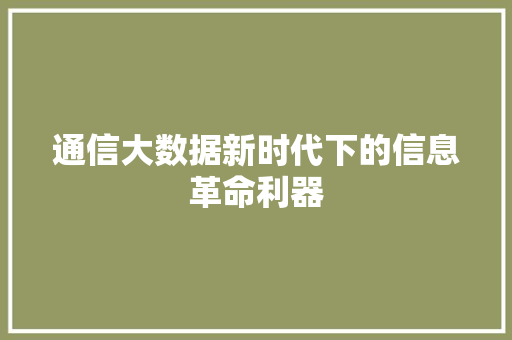 通信大数据新时代下的信息革命利器