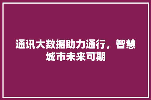 通讯大数据助力通行，智慧城市未来可期