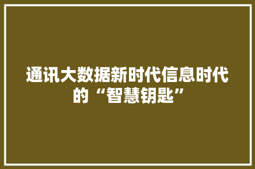 通讯大数据新时代信息时代的“智慧钥匙”