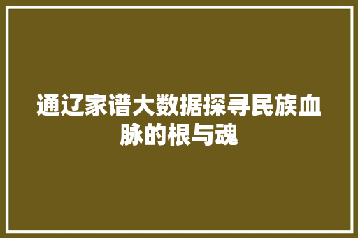 通辽家谱大数据探寻民族血脉的根与魂