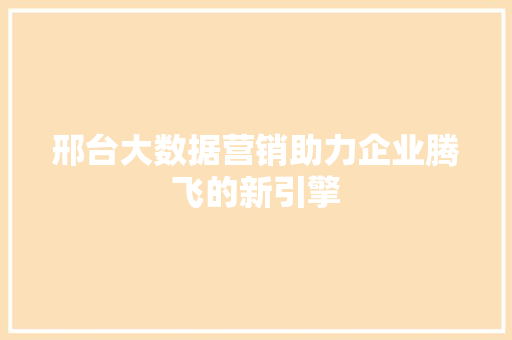 邢台大数据营销助力企业腾飞的新引擎 邢台大数据营销助力企业腾飞的新引擎
