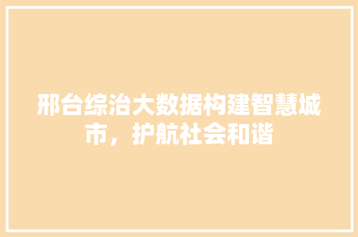 邢台综治大数据构建智慧城市,护航社会和谐 邢台综治大数据构建智慧城市,护航社会和谐