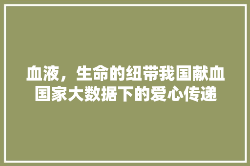 血液，生命的纽带我国献血国家大数据下的爱心传递