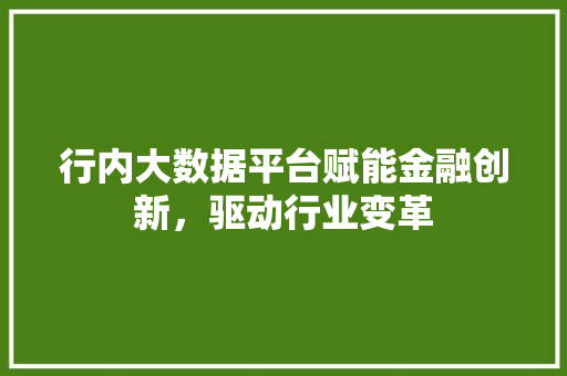 行内大数据平台赋能金融创新，驱动行业变革