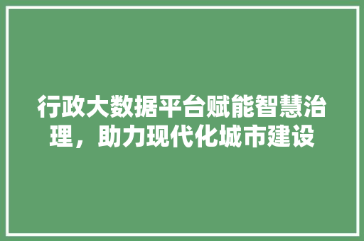 行政大数据平台赋能智慧治理，助力现代化城市建设
