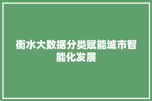 衡水大数据分类赋能城市智能化发展