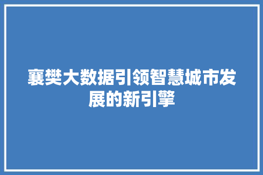 襄樊大数据引领智慧城市发展的新引擎