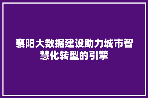襄阳大数据建设助力城市智慧化转型的引擎