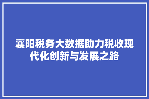 襄阳税务大数据助力税收现代化创新与发展之路