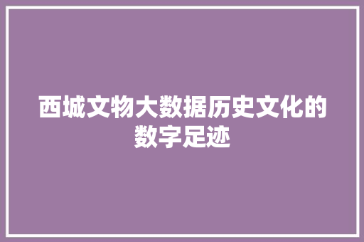 西城文物大数据历史文化的数字足迹 西城文物大数据历史文化的数字足迹