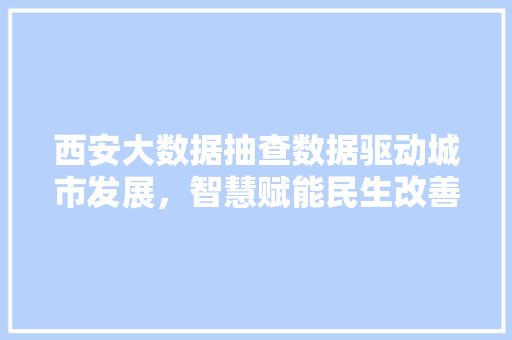 西安大数据抽查数据驱动城市发展，智慧赋能民生改善