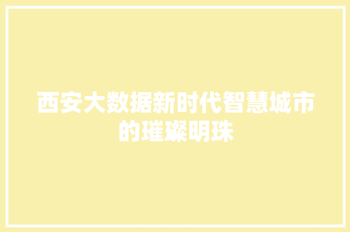 西安大数据新时代智慧城市的璀璨明珠