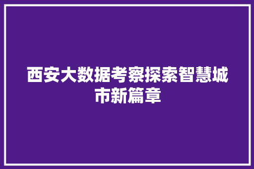 西安大数据考察探索智慧城市新篇章