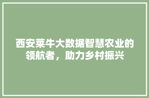 西安莱牛大数据智慧农业的领航者，助力乡村振兴