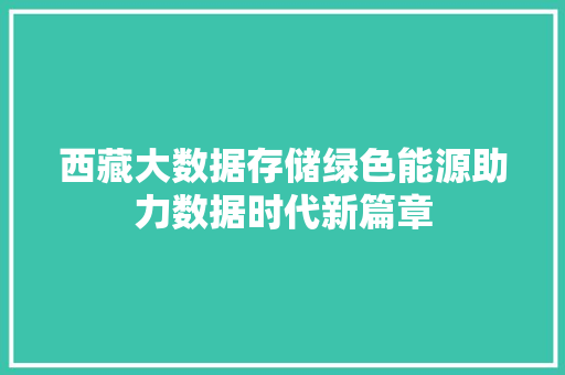 西藏大数据存储绿色能源助力数据时代新篇章