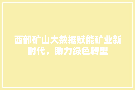 西部矿山大数据赋能矿业新时代，助力绿色转型
