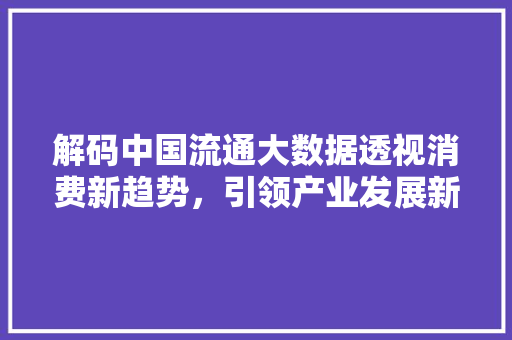 解码中国流通大数据透视消费新趋势，引领产业发展新方向