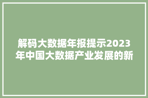 解码大数据年报提示2023年中国大数据产业发展的新趋势