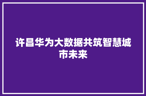 许昌华为大数据共筑智慧城市未来