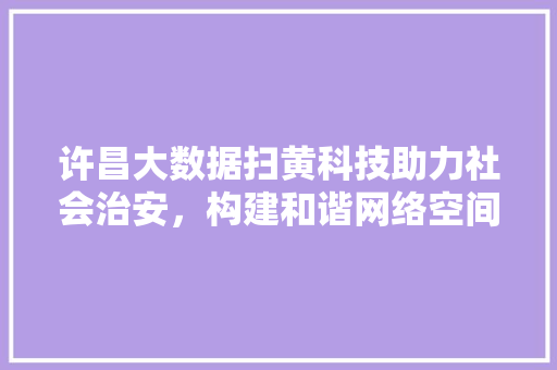 许昌大数据扫黄科技助力社会治安，构建和谐网络空间