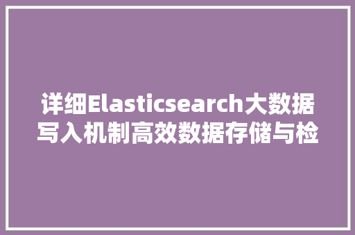 详细Elasticsearch大数据写入机制高效数据存储与检索之路