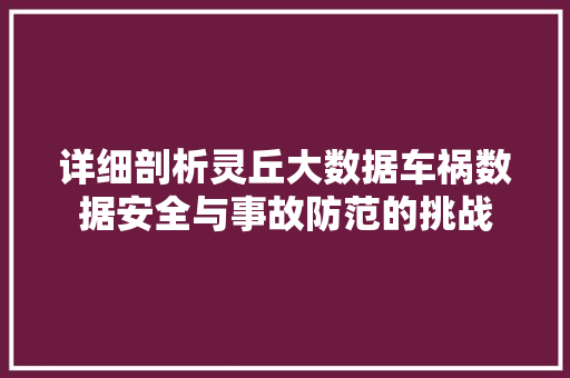 详细剖析灵丘大数据车祸数据安全与事故防范的挑战
