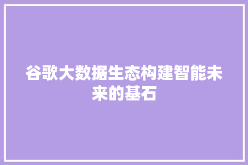 谷歌大数据生态构建智能未来的基石 谷歌大数据生态构建智能未来的基石
