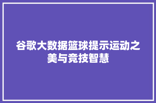 谷歌大数据篮球提示运动之美与竞技智慧