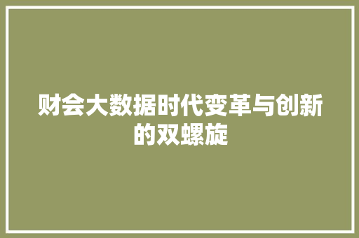 财会大数据时代变革与创新的双螺旋