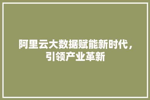 阿里云大数据赋能新时代，引领产业革新