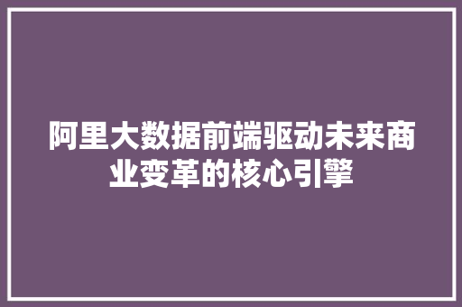 阿里大数据前端驱动未来商业变革的核心引擎