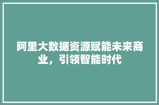 阿里大数据资源赋能未来商业，引领智能时代