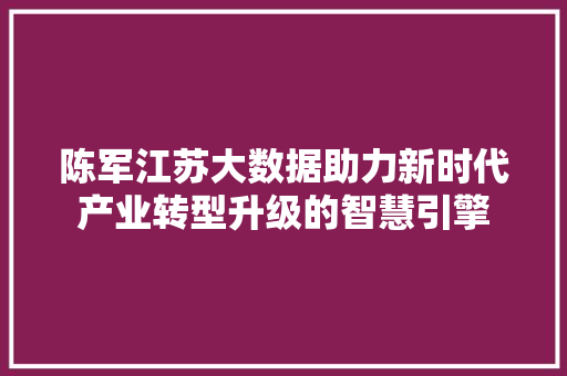 陈军江苏大数据助力新时代产业转型升级的智慧引擎