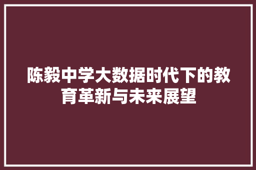 陈毅中学大数据时代下的教育革新与未来展望