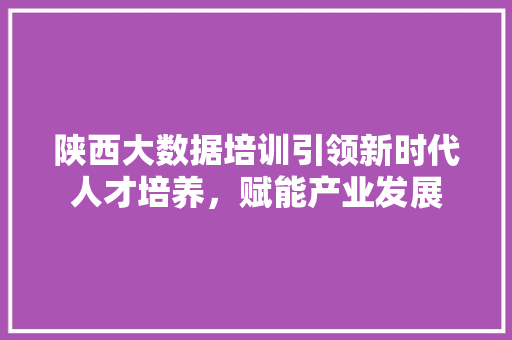 陕西大数据培训引领新时代人才培养，赋能产业发展
