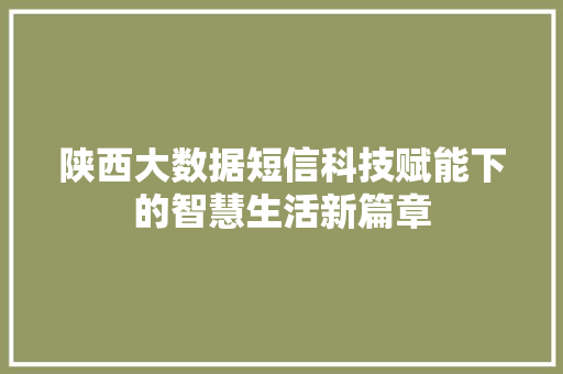 陕西大数据短信科技赋能下的智慧生活新篇章