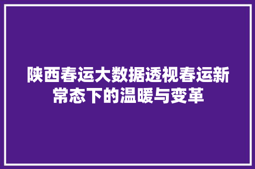 陕西春运大数据透视春运新常态下的温暖与变革