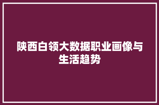 陕西白领大数据职业画像与生活趋势