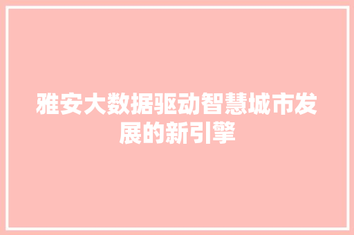 雅安大数据驱动智慧城市发展的新引擎