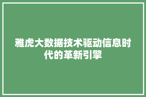雅虎大数据技术驱动信息时代的革新引擎