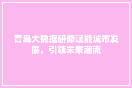 青岛大数据研修赋能城市发展,引领未来潮流 青岛大数据研修赋能城市发展,引领未来潮流