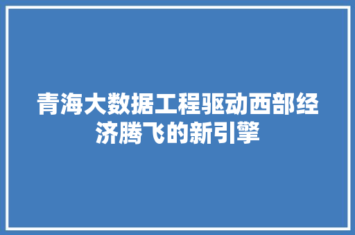 青海大数据工程驱动西部经济腾飞的新引擎