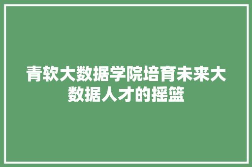 青软大数据学院培育未来大数据人才的摇篮