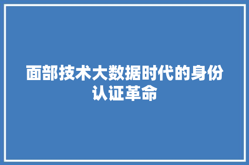 面部技术大数据时代的身份认证革命