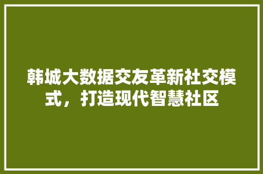 韩城大数据交友革新社交模式，打造现代智慧社区